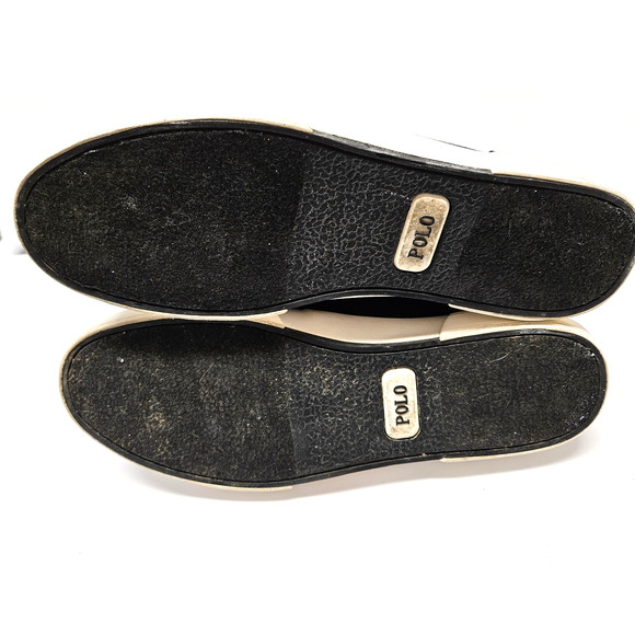 Polo Ralph Lauren Faxon Shoes Mens Size 11.5 D Black White Canvas Lace Up Logo main image 9